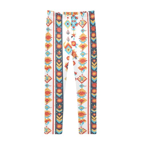 KLL Mexican Fabric Pattern Colorful Toddler Baby Girl Athletic Leggings Stretch Full Length Activewear Sports