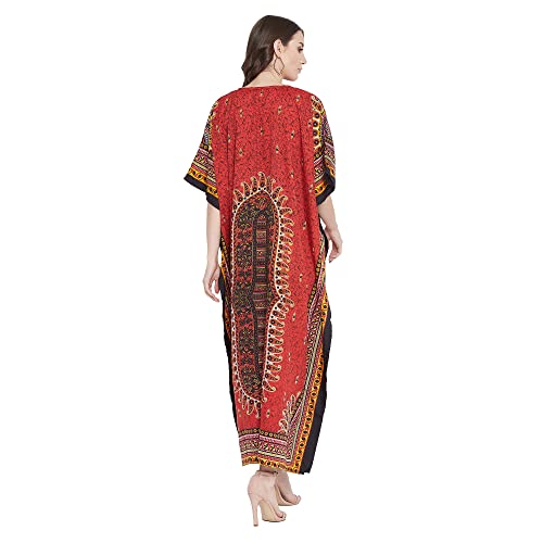 Image of Oussum Women Polyester Casual Long Plus Size Beach Caftan Cover Up Maxi Dress 1X-3X Summer Kaftan Dresses for Women