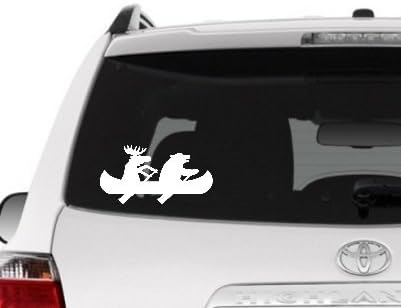 Canoe with Moose and Bear - Vinyl Decal / Sticker Graphic