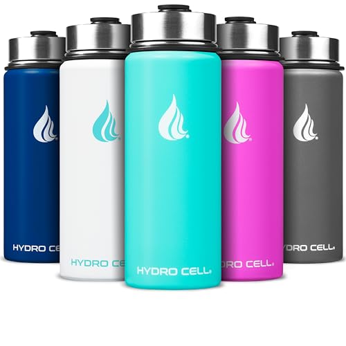 Image of HYDRO CELL Stainless Steel Sport Water Bottle with Straw - Keeps Drinks Cold & Hot via a Leak Proof Metal Triple Insulated Vacuum Flask for All Sports and Outdoors Activities (Teal 18oz)