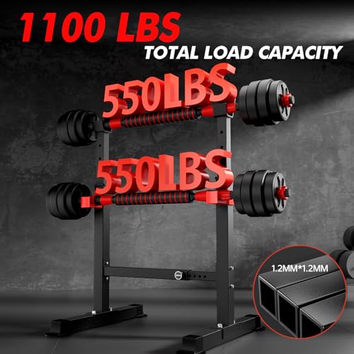 Image of Adjustable Squat Rack, 550LBS Multi-Function Barbell Rack for Weight Lifting and Home Gym Fitness Workout Portable Squat Bench Press - Great for Beginners