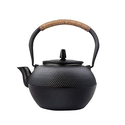 Tea Kettle 40oz BPA Free Cast Iron Tea Pot Stove Top with Tower Lid Delicate BodyClassic Teapot for Home KitchenHotelRestaurant and Office 40-OunceBlack