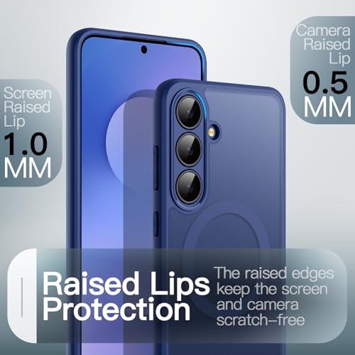 Image of JETech Magnetic Cover Case for Samsung Galaxy S25 FE, Compatible with MagSafe, Translucent Matte Back Shockproof Phone Cover (Navy Blue)