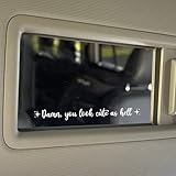Set 3Pcs You Look Cute As Hell Rearview Mirror Decal Funny Saying, Inspiration, Selflove Stickers Water Bottle Laptop StickerVinyl Waterproof 4x0.2 Inches Car Decal Gift for Girl Mom Dad Friend