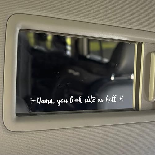 Image of Set 3Pcs You Look Cute As Hell Rearview Mirror Decal Funny Saying, Inspiration, Selflove Stickers Water Bottle Laptop StickerVinyl Waterproof 4x0.2 Inches Car Decal Gift for Girl Mom Dad Friend