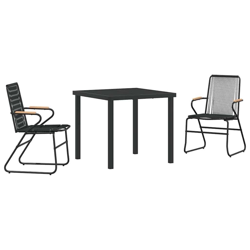 Table de jardin et chaises séchage rapide en acier noir pour éviter la rouille et l'humidité