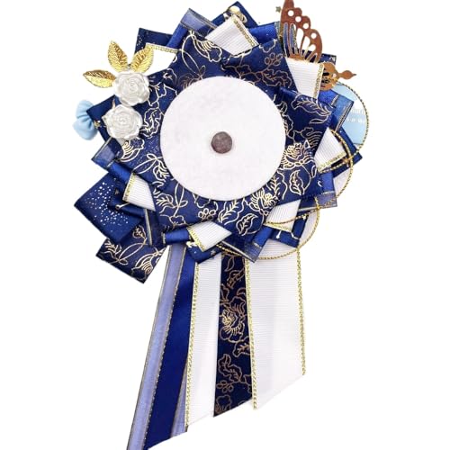 Tuyiutm 装飾ブローチ リボン かわいいアクセサリー タッセル 55-75mm バッジ バラバッジ 手作り 3個 (B)