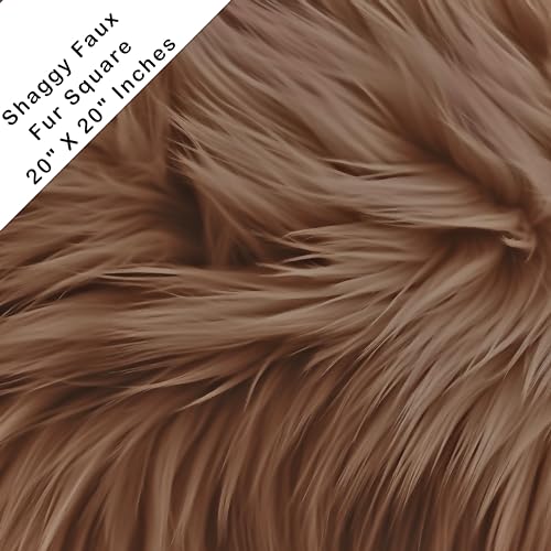 Image of FabricLA Shaggy Faux Fur Square - 20 inch X 20 inch Pre-Cut for DIY, Craft Decoration, Fashion Accessory, Gnome, Hobby - Light Brown