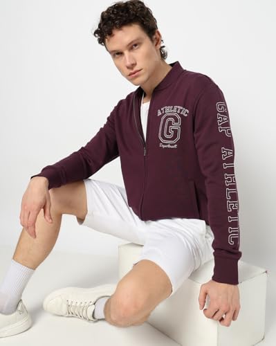 Image of Gap Men Graphic Print Full Sleeves Collared Neck Sweatshirt