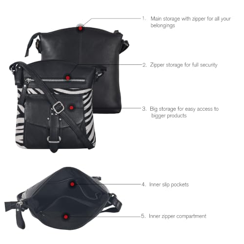 Image of Oak Leathers Leather Crossbody Bag For Women With Adjustable Sling Strap - Medium Size Crossover Shoulder Handbag Purse
