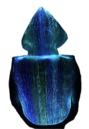 Light up Cool Hoodies LED Fiber Optic Sleeveless Costume Hoodie Glow in the Dark Sweatshirts,Mobile APP Control