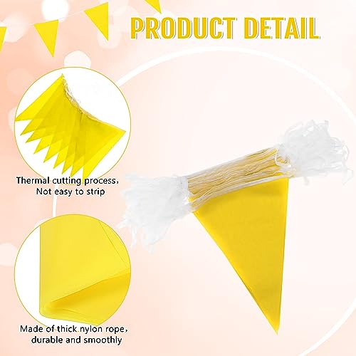 Image of Preboun 400 ft Solid Pennant Banner Flags 240 Pcs String Hanging DIY Triangle Bunting Bulk Garland for Grand Opening Carnival Birthday Party Decoration Outdoor(Yellow)