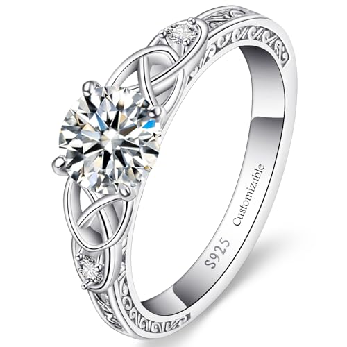 Image of Vintage Celtic Knot Women's Engagement Ring Sets 925 Sterling Silver /14K Gold Plated Stackable Wedding Bands Rings AAAAA Cubic Zirconia Women Bridal Sets Wedding Ring Band Width 1.8mm Size 5-9