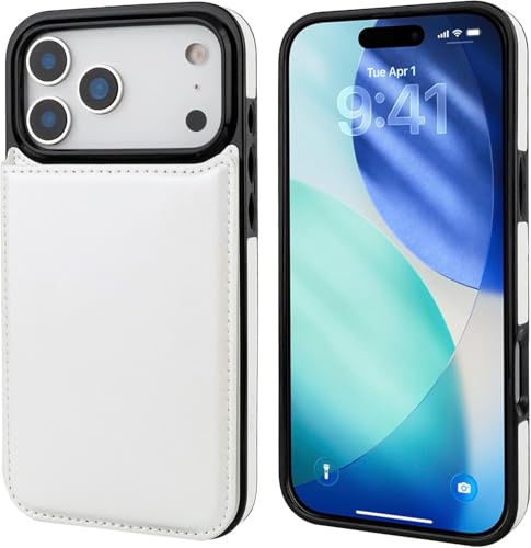 Image of Miracase Glass Series Designed for iPhone 14 Plus Flip Case 6.7 inch, 2023 Upgrade Full-Body Clear Flip Case with Card Holder,White