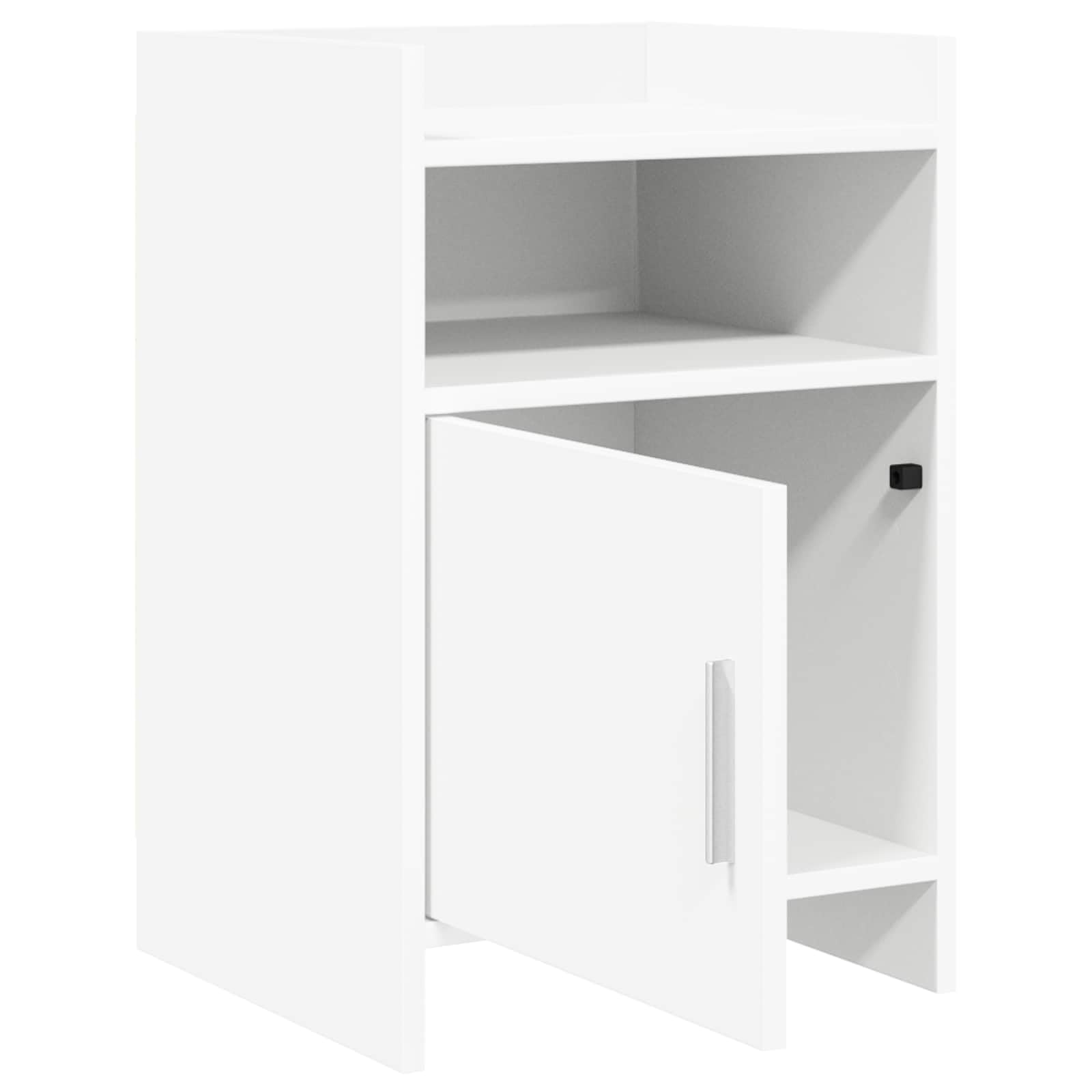 2 comodini bianchi, 40 x 36 x 60 cm, in legno, con maniglie in metallo e ripiano, comodino per camera da letto, tavolino con spazio per letto, moderno e facile da pulire