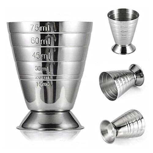 75 ml Messbecher aus Metall mit ml Shot Ounce Mixed Cocktail/15–75 ml Bar Jigger Becher M7W7 1–5 Esslöffel