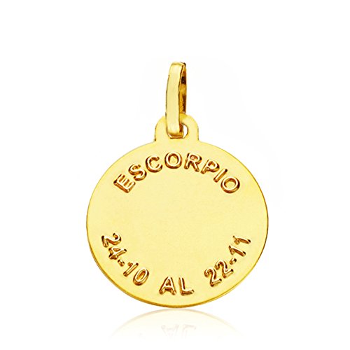 Medalla Escorpio 18 Ktes 16mm Grabado Gratis Personalizado
