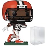 POP Football: Browns - Myles Garrett (Home Uniform) Funko Vinyl Figure (Bundled with Compatible Box Protector Case), Multicolor, 3.75 inches