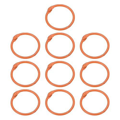 PATIKIL Loose Leaf Binder Rings 1 Inch, 10 Pack Metal Flash Card Book Binding Rings for Key Chain Index Card Scrapbooks, Orange