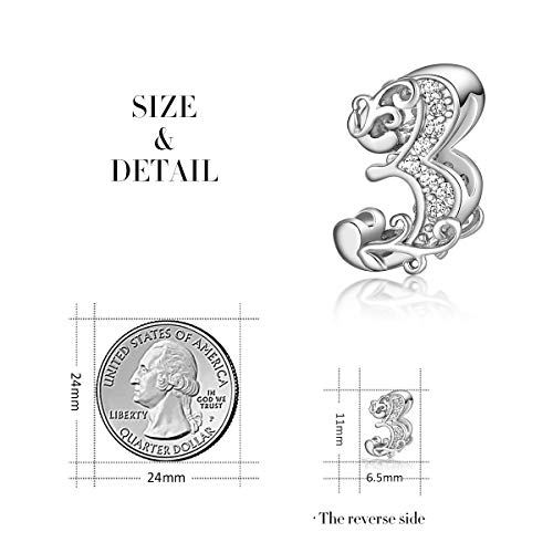 Forever Queen Number Charms 925 Sterling Silver Number 3 Charms Fit Charms Bracelet Necklace Meaningful Numbers Birthday Anniversary Women Men Girls Boys Gifts #TOP1