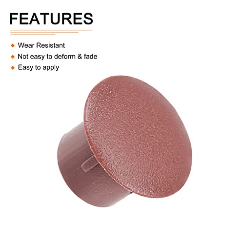 Image of DTGN 8mm x 11mm x 8mm(Dia. x Cap Dia. x H) Screw Hole Plugs - 50Pack - Good for Furniture Cupboard Wardrobe - Plastic Fastener Hole Caps - Brown