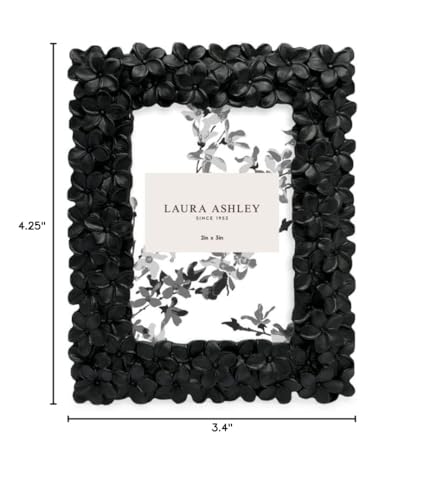 Image of Laura Ashley 2x3 Black Flower Textured Hand-Crafted Picture Frame w /Easel
