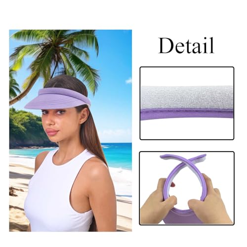 Image of Sun Visor Hats Women Wide Brim Adjustable Clip On Visors Beach Men Hat