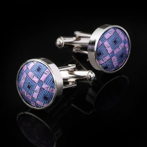 Image of HISDERN Mens Plaid Bow Tie Set Pocket Square and Cufflinks Bowtie