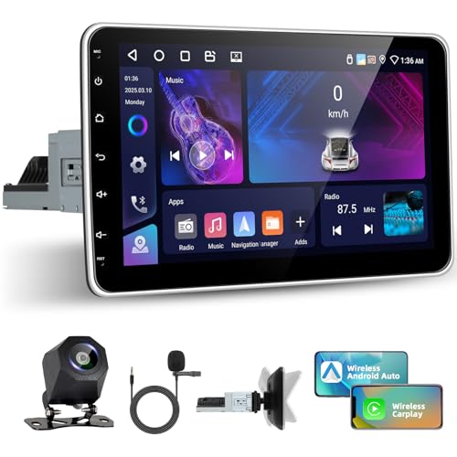 Motorsi Single DIN 4+64G con CarPlay inalámbrico Android Auto, Equipo de Sonido para Coche Android de 10 Pulgadas con navegador GPS, WiFi, Bluetooth, Pantalla táctil, Mirror Link, FM/RDS Radio, SWC Motorsi Single DIN 4+64G con CarPlay inalámbrico Android Auto, Equipo de Sonido para Coche Android de 10 Pulgadas con navegador GPS, WiFi, Bluetooth, Pantalla táctil, Mirror Link, FM/RDS Radio, SWC