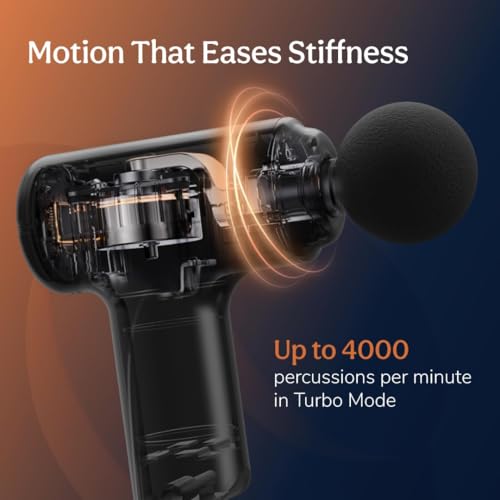 Image of Massage Gun for Deep Tissue, Muscle & Body Pain Relief, Handheld Percussion Massager for Back, Leg, Neck, Shoulder, Foot & Full Body with 4 Specialized Heads (Black)