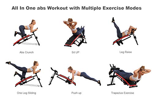 Keshwell Ab Workout Machine,Core Abs Exercise Equipment For Home Gym,Adjustable Sit Up Bench Strength Training Abdominal Cruncher,Foldable Core Workout Machine With Resistance Bands&Lcd Display #TOP6