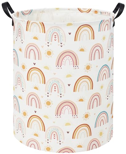 Image of TIBAOLOVER Rainbow Kids Laundry Basket Baby Hamper Rainbow Toy Storage Bin for Boys Room Decor Baby Nursery Hamper Gift Baskets for Bedroom Bathroom(Sun Rainbow)