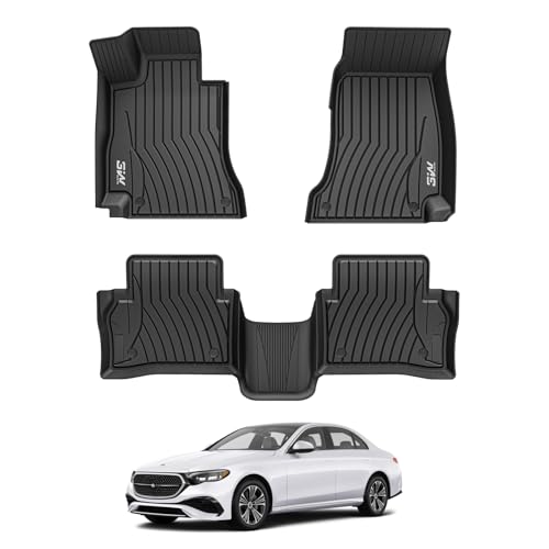 3W Floor Mats Fit for Mercedes Benz E-Class 2024 2025 TPE All Weather Custom Fit Floor Liner for E300 E320 E350 E400 E550 E63, 1st&2nd Row Full Set Car Liners Black 7. E-Clas|24-25|Floor Mat