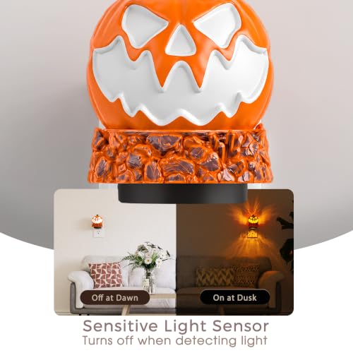 Image of Briignite Pumpkin Projector Night Light, RGB & Warm Halloween Night Light | Halloween night lights plug into wall pumpkin projector, 9 RGB colors plus warm white, dusk to dawn, Halloween decor party