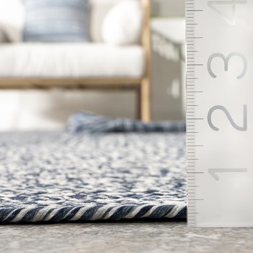Image of nuLOOM Wynn Navy Solid Braided Indoor /Outdoor Area Rug, 6' x 9'