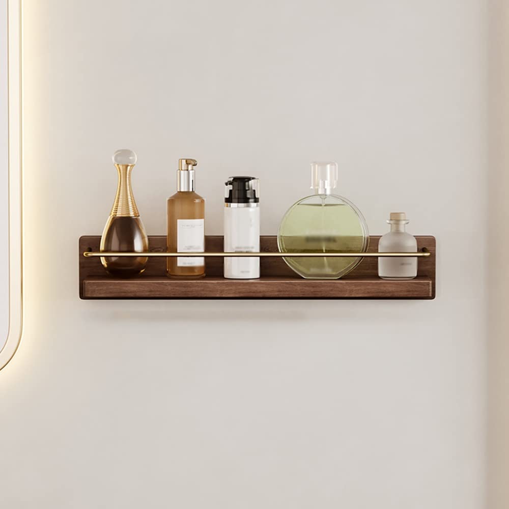 Étagère de salle de bain en bois massif pour gagner de la place avec miroir