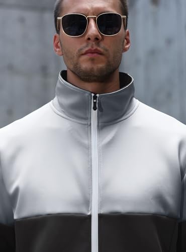 Image of HYPESTFIT Men's Retro Track Jackets, Relaxed Fit | Lightweight men's casual jacket ideal for spring & fall, running and daily athletic wear