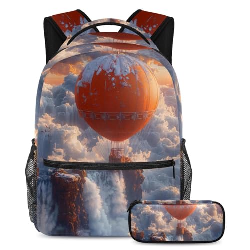 Sacs à dos de jour montgolfière orange ensemble scolaire étudiant 2 pièces
