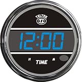 Digital Clock Gauge for Any Semi, Pickup Truck or Car - Bezel: Chrome - LED Color: Blue