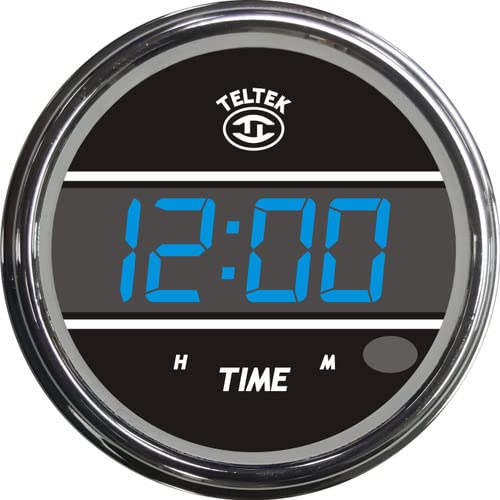 Digital Clock Gauge For Any Semi, Pickup Truck Or Car - Bezel: Chrome - Led Color: Blue #TOP15