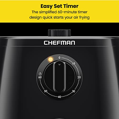 Chefman TurboFry 5-Quart Air Fryer, Dishwasher Safe Basket & Tray, Use Little to No Oil For Healthy Food, 60 Minute Timer, Fry Healthier Meals Fast, Heat And Power Indicator Light, Temp Control, Black - Image 4