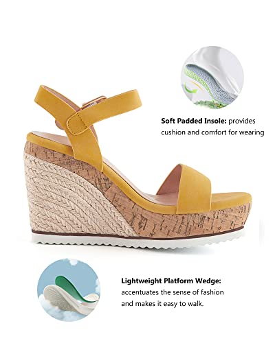 Image of Coutgo Women's Espadrille Wedge Platform Sandals Open Toe Ankle Buckle Strap Casual Summer Shoes