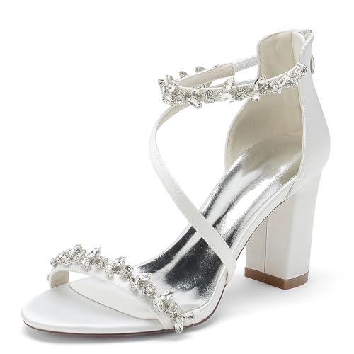 Sandales de mariée à talons hauts escarpins de mariage strass blanc pointure 41