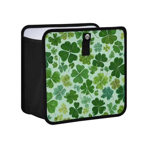Image of Car Trash Can Organizer Bin with Adjustable Strap for Back Front Seat Console Waterproof Leakproof Collapsible Portable 11 Inch Green Nature St Patrick Clovers