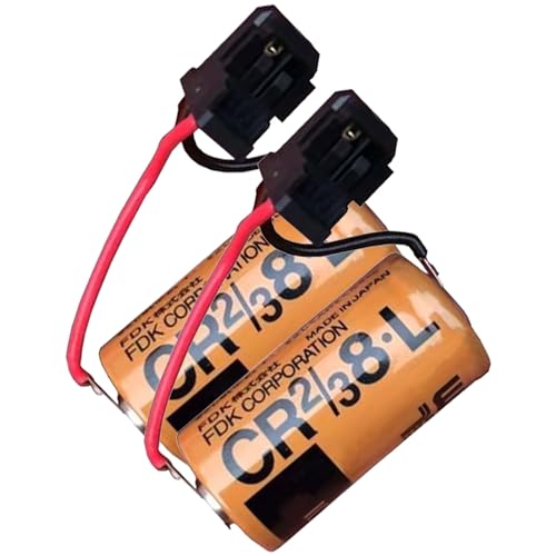 LINXDB 2-Pack CR2/38.L 3V Battery Compatible for Fuji CR2/3 8.L 3V PLC Lithium Battery FDK CR2/38.L with Black Head CR-2/3 8.L