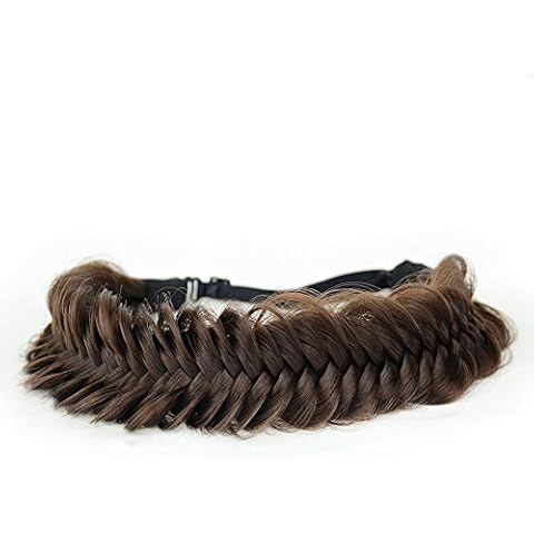 BOBIYA Wide Fishtail Synthetic Hair Braided Headband Classic Chunky Plaited Braids Elastic Stretch Hairpiece Women Girl (Chocolate) Cover