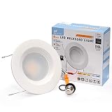 mw 6 Inch 5 Selectable Color Temperature LED Downlight Retrofit with Baffle Trim, 2700/3000/3500/400