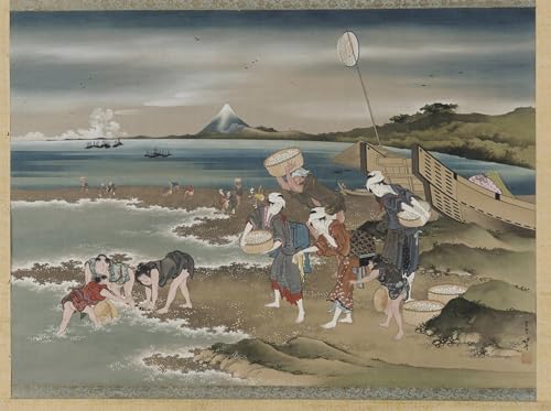 Affiche Paysage de cueilleurs de palourdes Hokusai deco murale