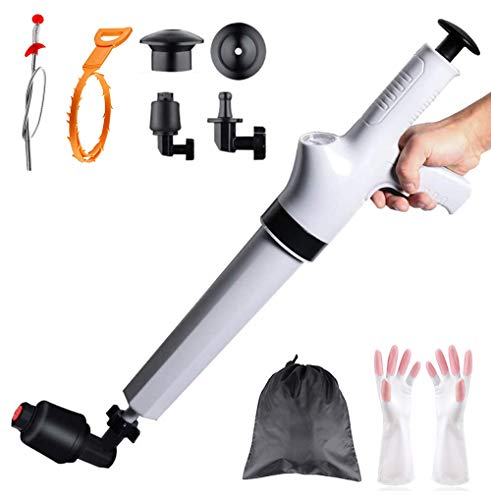 7 in 1 Drain Plunger Set, Unclog Plungers for Bathroom/Kitchen/toilet with Holder, Heavy Duty Air Pressure Pump Plunger Kit, Detachable Assembly 5 Heads
