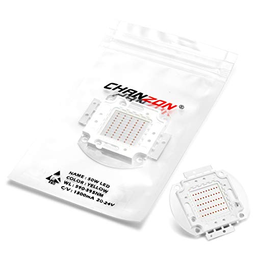 Chanzon �n�C�p���[ LED �`�b�v 50W �C�G���[ (1500mA / DC 20V-24V / 50 ���b�g) �����P�x SMD COB �����̃R���|�[�l���g �_�C�I�[�h 50W �d�������v �r�[�Y DIY �Ɩ�